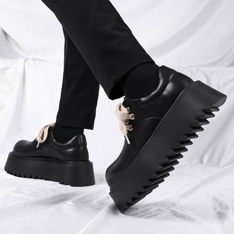 Men’s Platform Casual Genuine Leather Thick Sole British Shoes