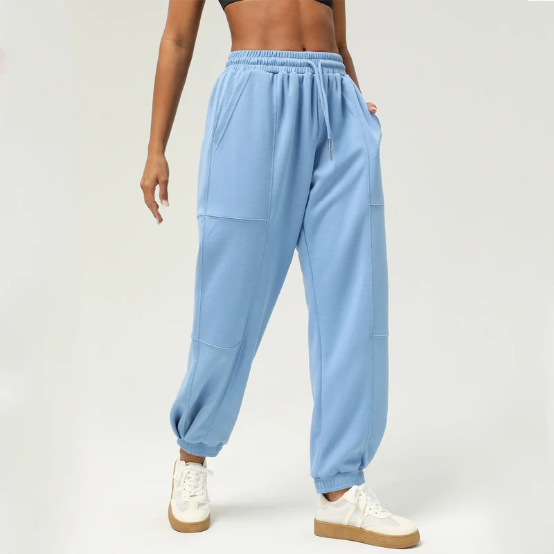 Women's Loose Drawstring Jogger Sweatpants — Breathable Pocket Sports Trousers