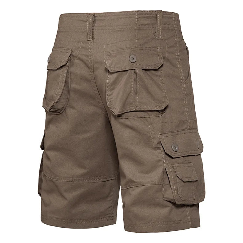 Men's Cotton Cargo Shorts - Multi Pocket Knee Length Summer Shorts