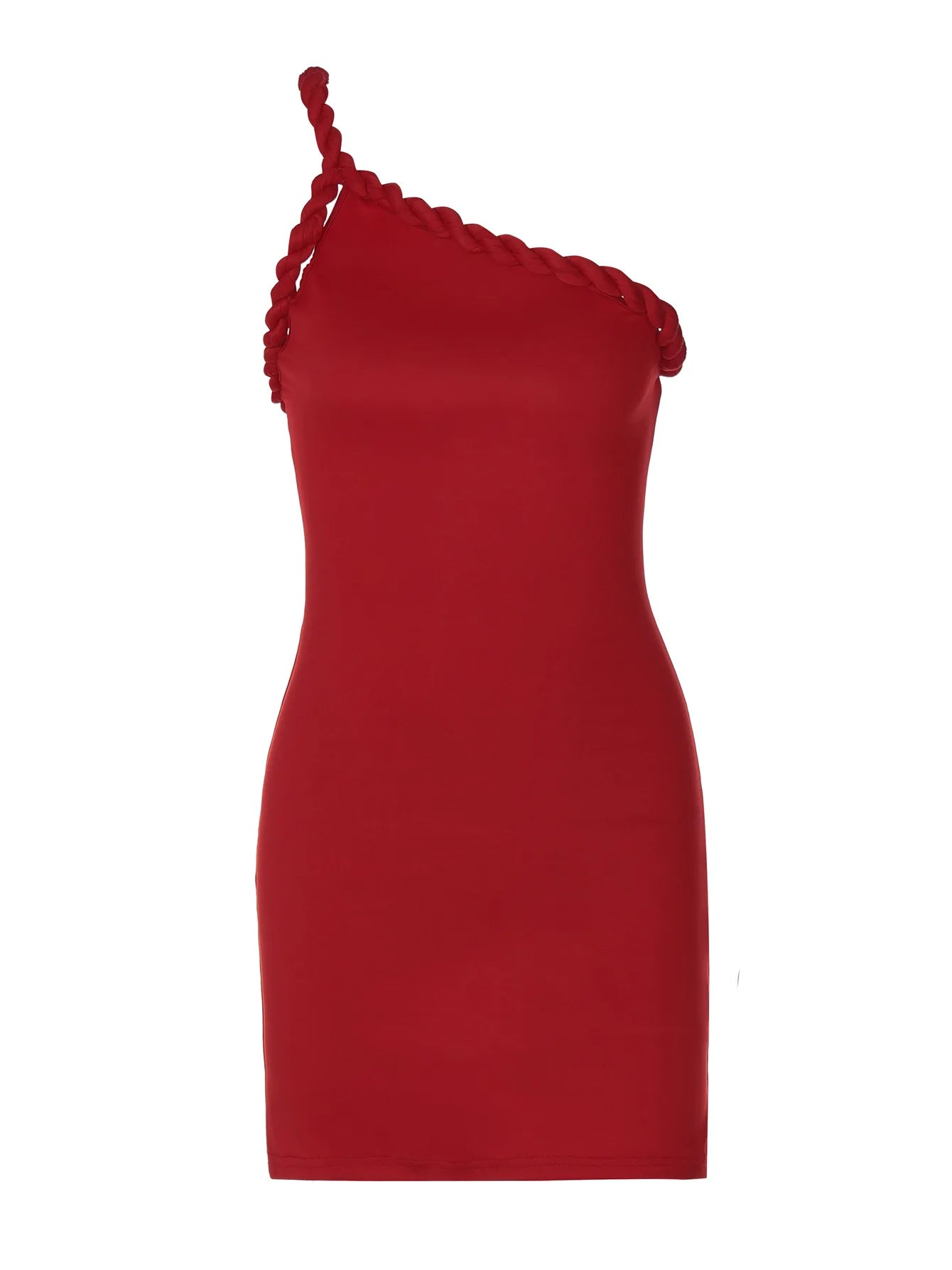 Women's One Shoulder Pleated Braided Backless Mini Dress