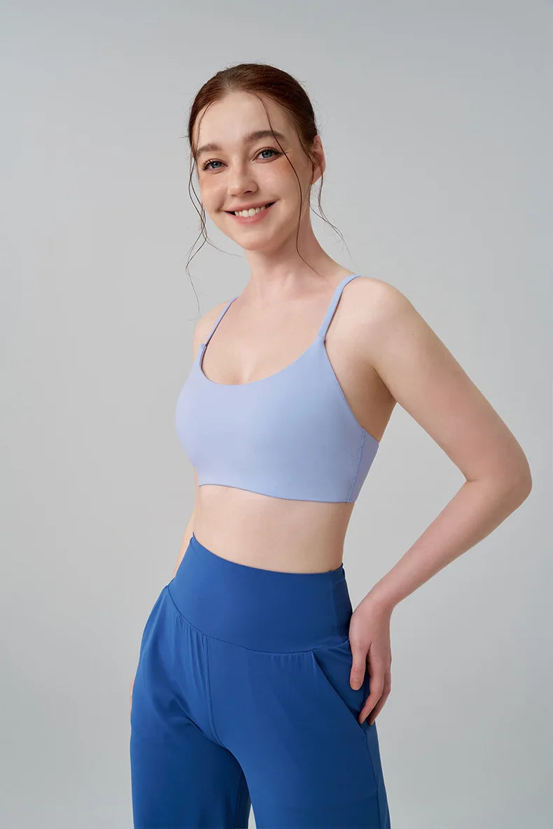 Nylon Spandex Yoga Bra Top - Removable Pads & Adjustable Straps