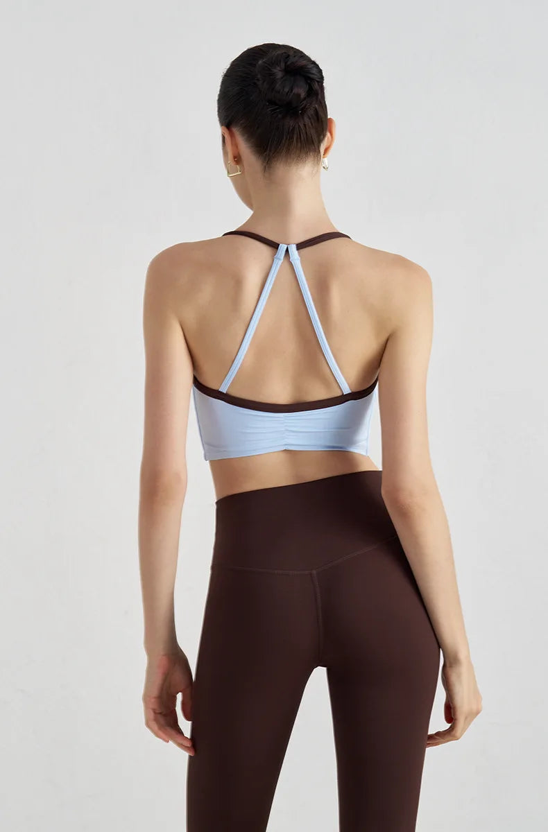 Two-Tone Nylon Sports Bra - Removable Chest Pad