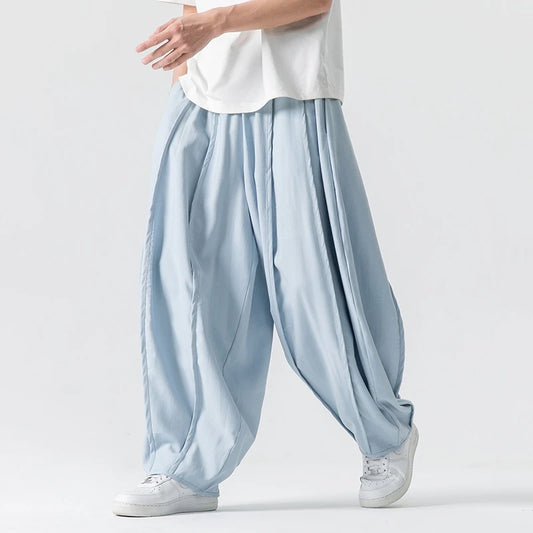 Men's Wide Leg Loose Harem Pants Unisex Casual Trousers