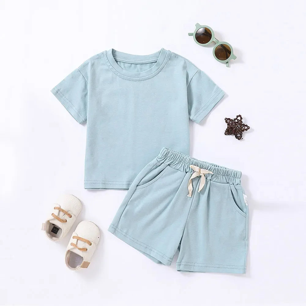 2PCS Children's Cotton Short Sleeve Set