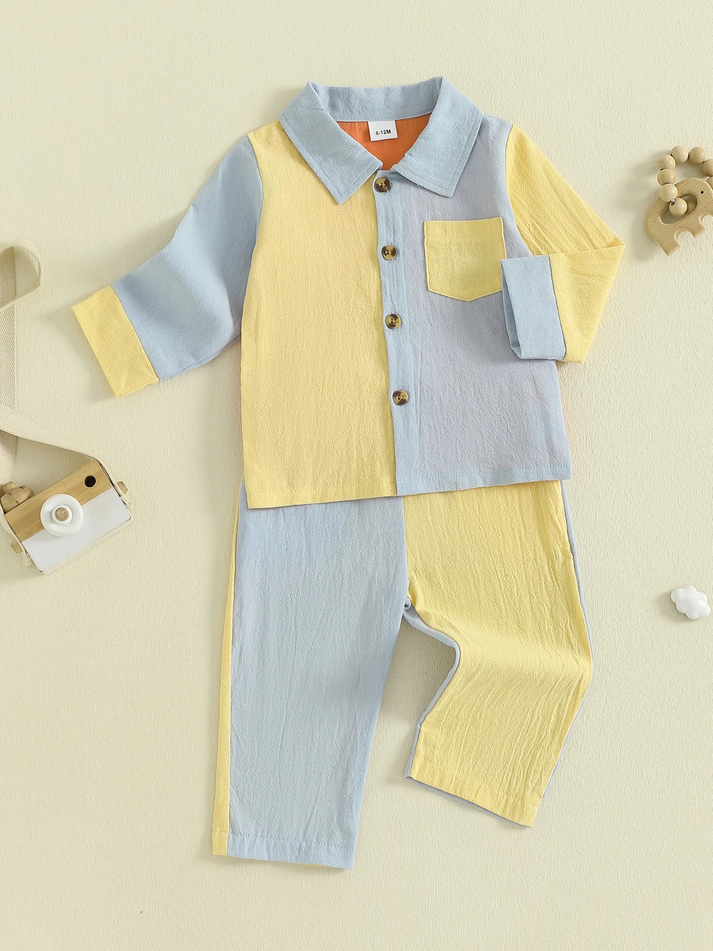 Boys Contrast Colour Shirt & Pants Set (0-4Y)