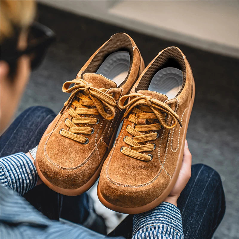 Men's Suede Leather Lace-up Casual Comfortable British Shoes