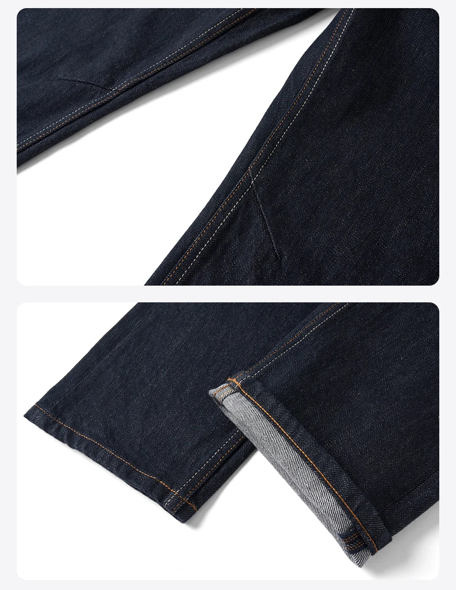 Men's Comfortable Tapered Jeans - Colourfast Washed Denim