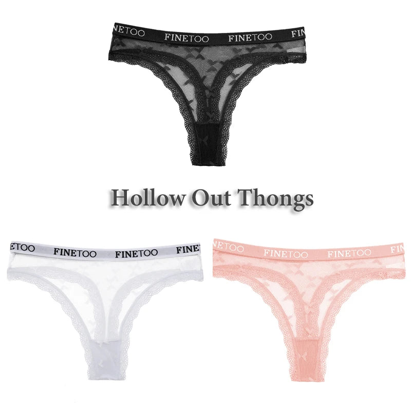 Women's Lace Thong Lingerie 3-Pack