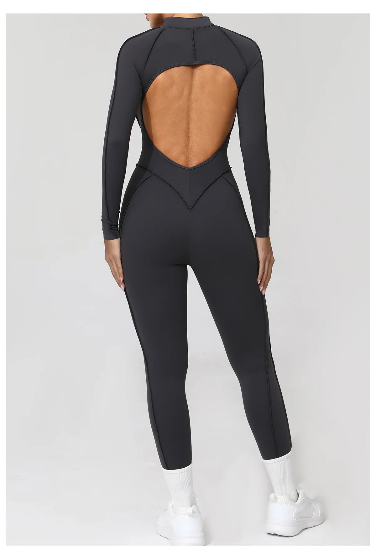 Nylon Jumpsuit - Yoga Fitness Bodysuit with Zipper