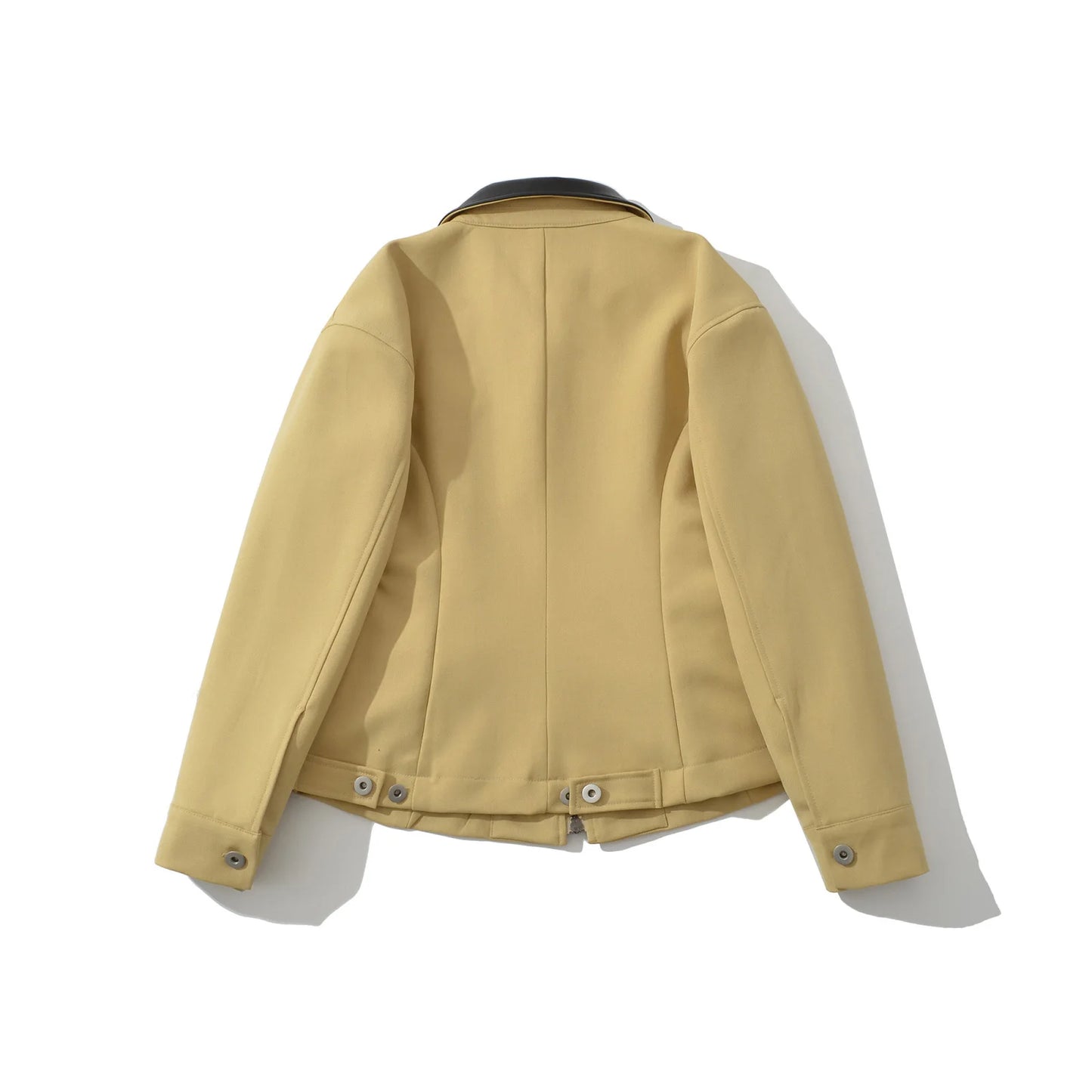 Women's Retro Faux Leather Patchwork Jacket - Slim Fit Long Sleeve Lapel Style