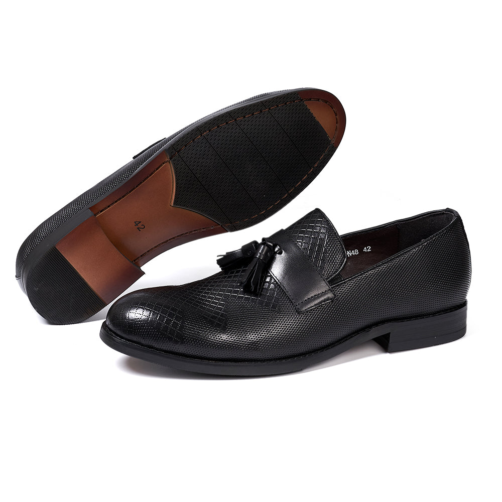 Men's Tassel Genuine Leather Slip on Daily Casual  Handmade Office Wedding Loafer Shoes