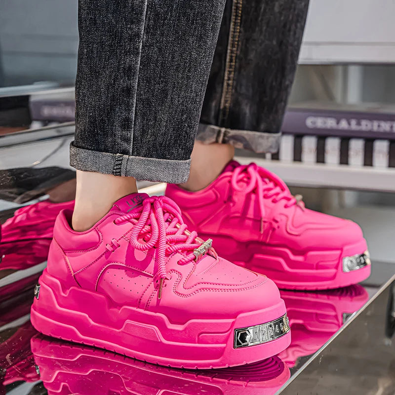 Men's Platform Sneakers - Metal Detail Sports Trainers