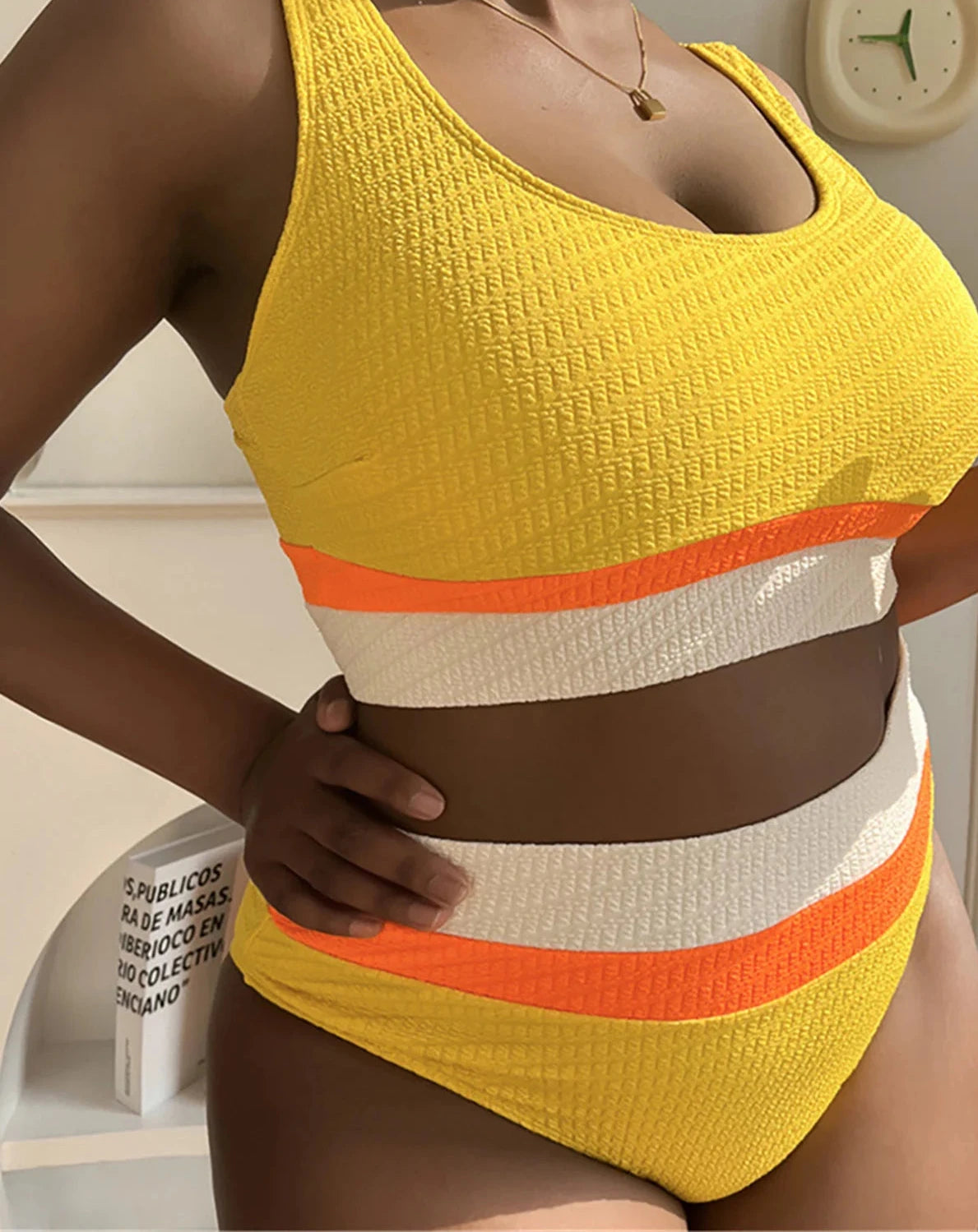 High Waist Splicing Bikini Set Plus Size