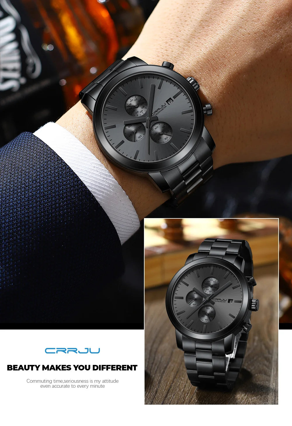 Stainless Steel Chronograph Watch - Luxury Waterproof Business Watch