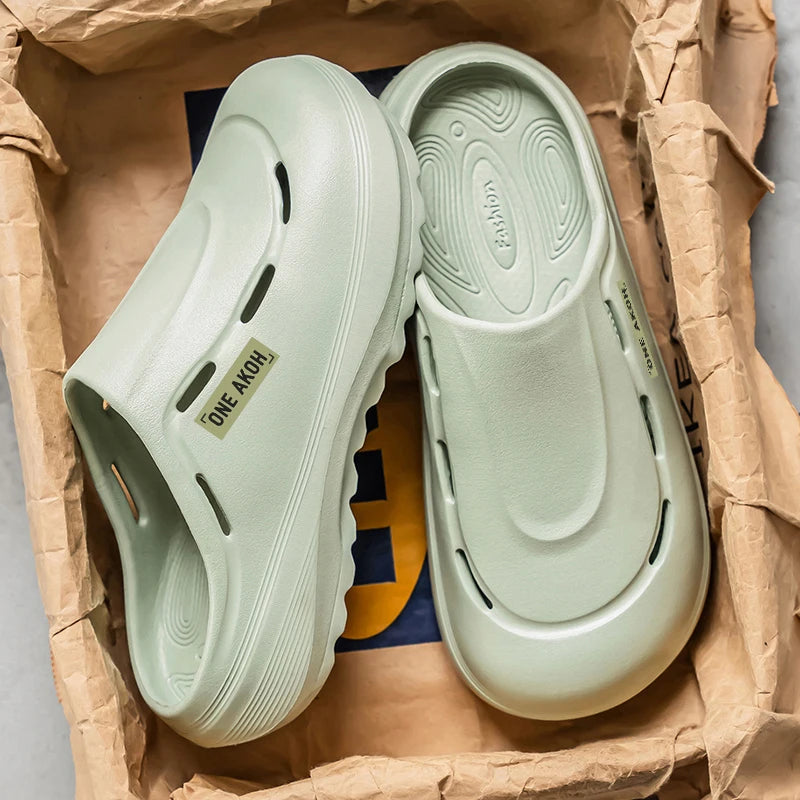 Men's Summer Slippers Platform Sandals Casual Soft Sandals Breathable Clogs Flip Flop Crocs