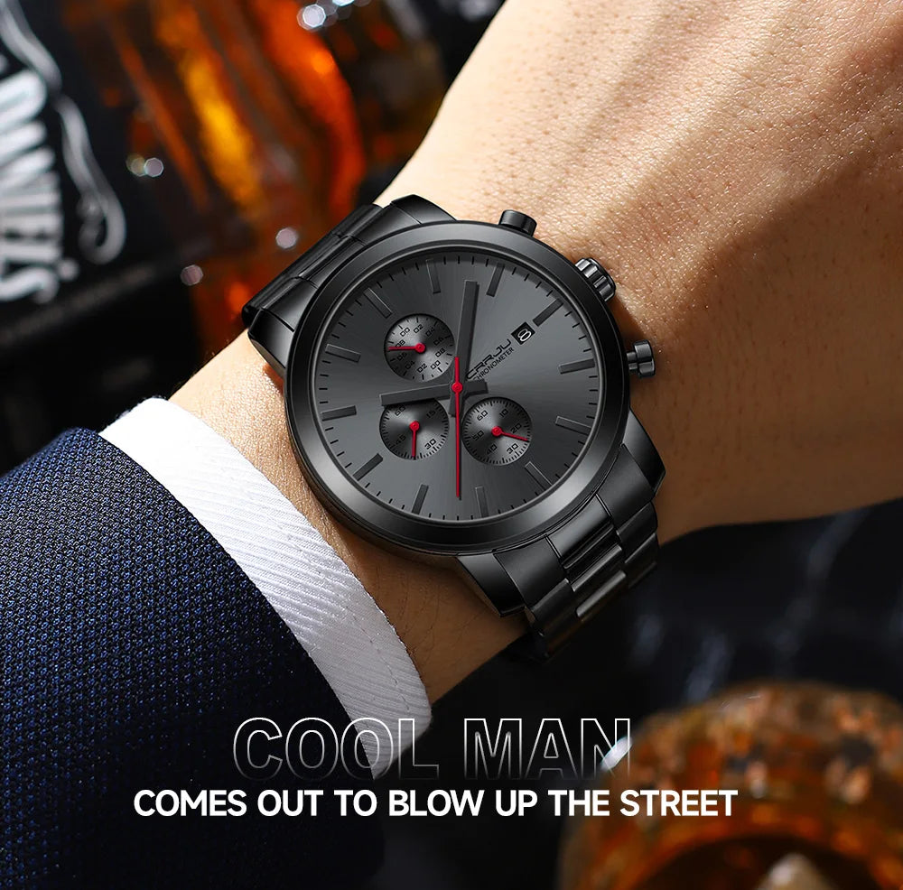 Stainless Steel Chronograph Watch - Luxury Waterproof Business Watch
