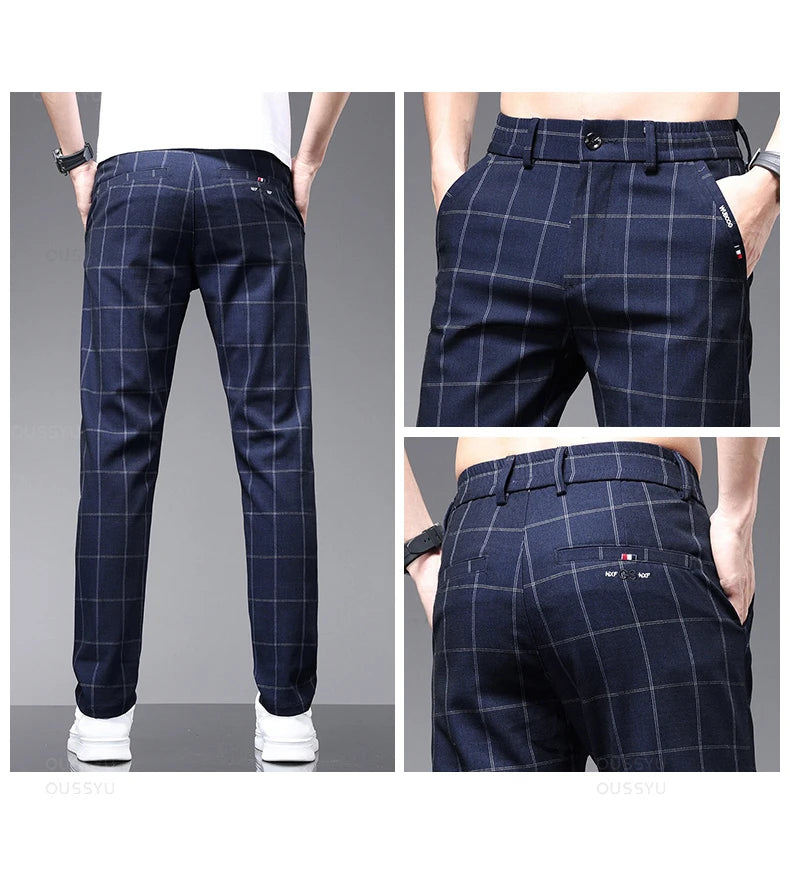 Men's Plaid Stretch Trousers