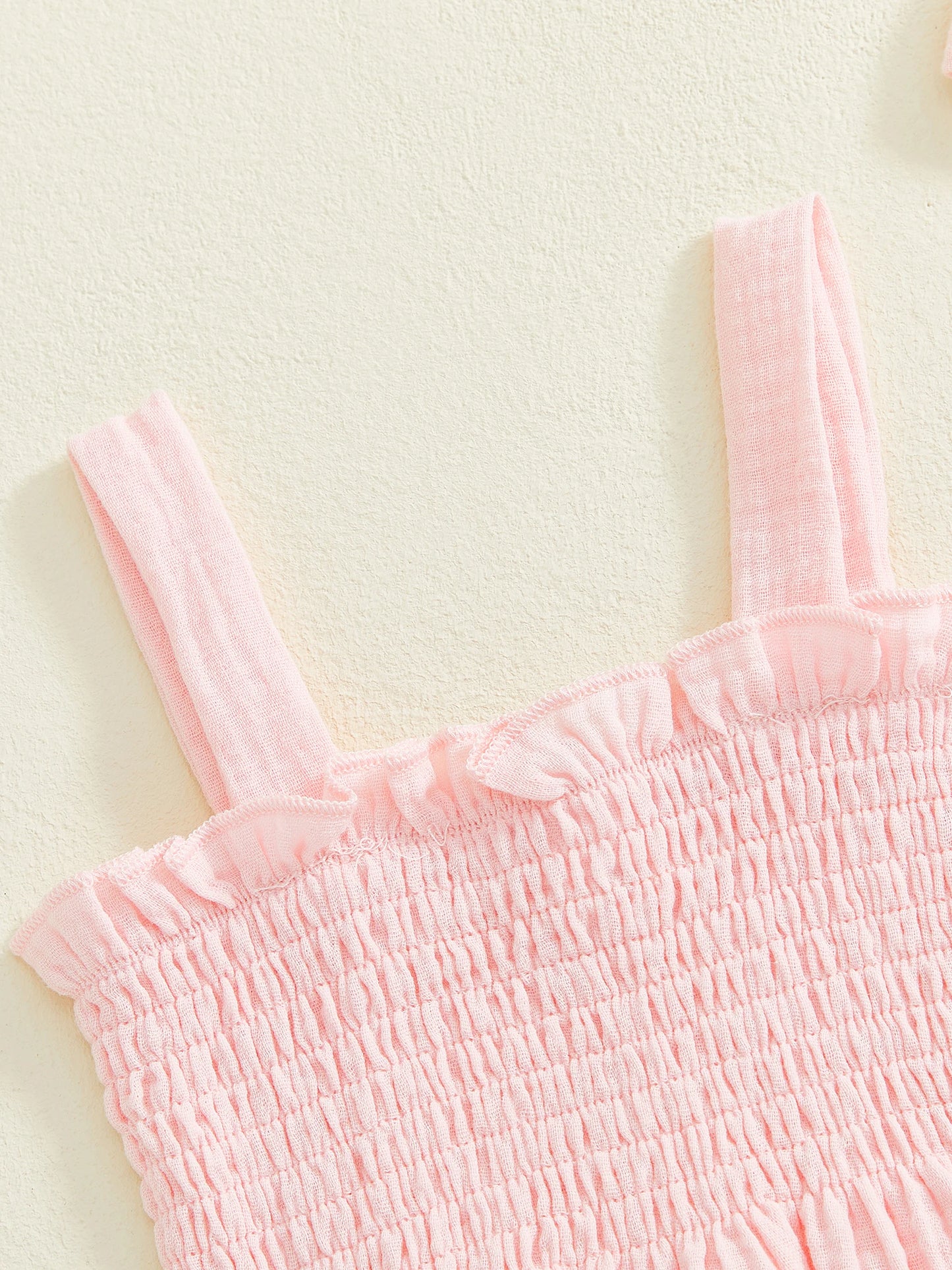 Baby Girls Summer Outfit Set - Ruffled Smocked Top, Shorts & Headband (0-24M)