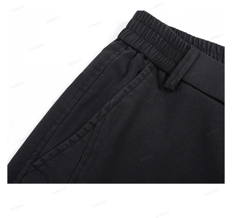 Men's Lyocell Blend Heavyweight Straight Leg Trousers | Elastic Waist M–5XL