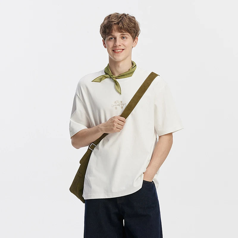 Men's Chinese Style Embroidered T-Shirt - Short Sleeve Casual Top Autumn 2025