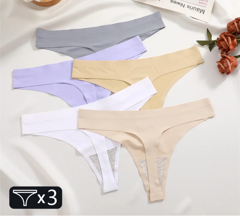 Women's Seamless Satin Thong 3-Pack