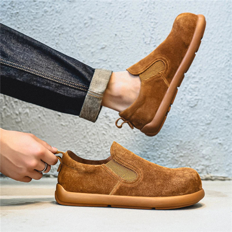 Men's Casual Sneakers British Style Loafers Slip-on Suede Leather Shoes