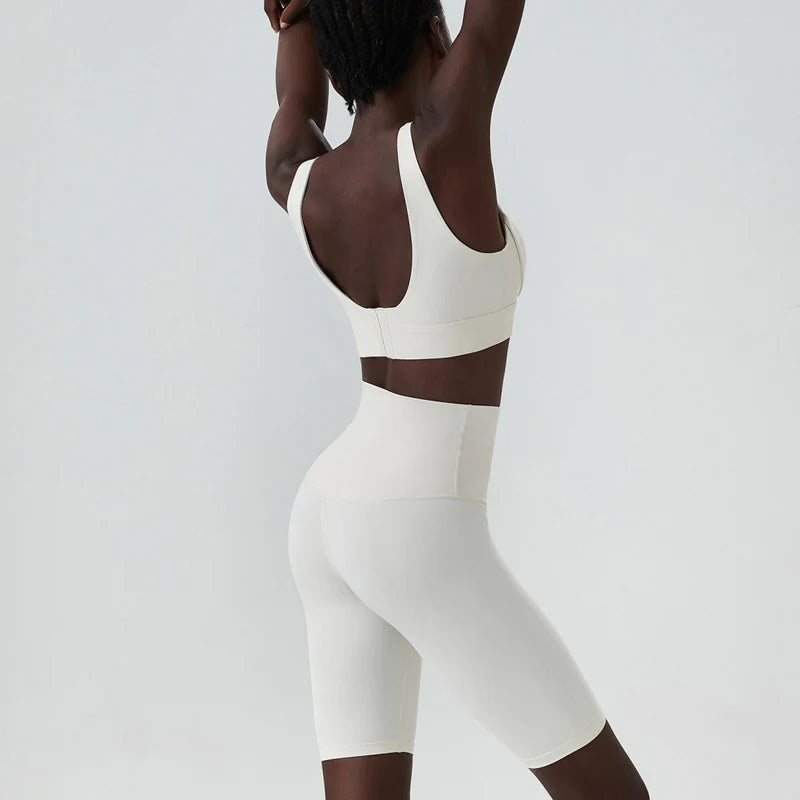 Women's 2-Piece Super Stretch Fitness Set - Short Top & Shorts Yoga Suit