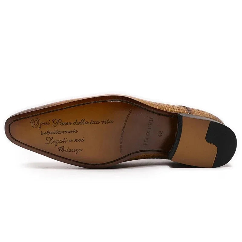 Men's Genuine Leather Oxford Shoes - Snake Pattern Print