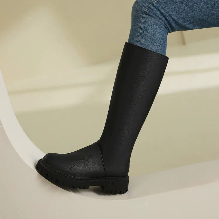 Faux Suede Ankle Boots - 5cm Flat Heel with Belt Buckle Detail