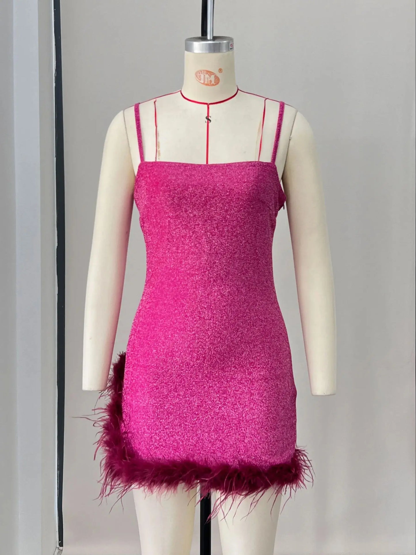 Sparkly Feather Mini Dress - Sleeveless Party Dress