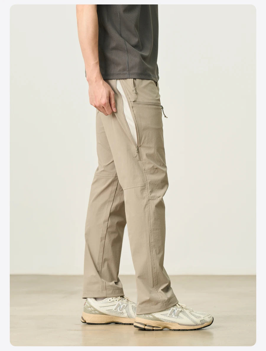 Men's Soft Shell Elastic Nylon Pants - 170gsm Loose Straight Trousers