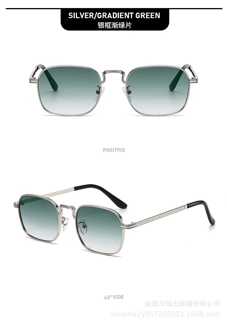 Retro Square Oval Metal Sunglasses - UV400 Protection for Women & Men