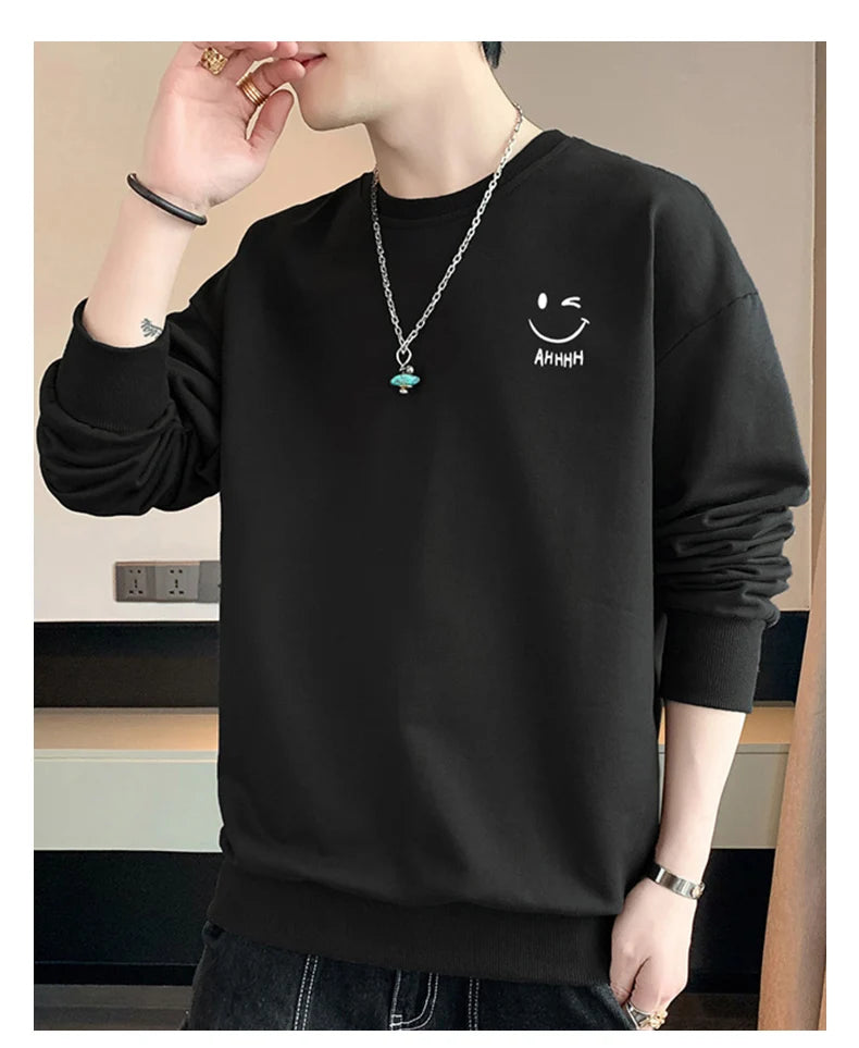 Men Long sleeved Round Neck Pullover Sweatshirt