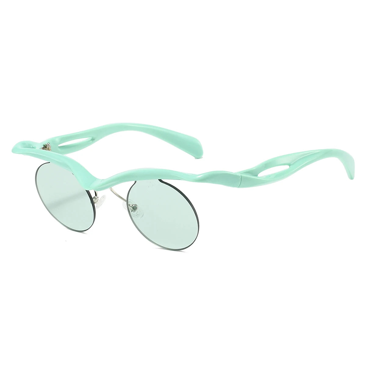 Unisex Irregular Semi-rimless Round Vintage Punk Anti UV Sunglasses