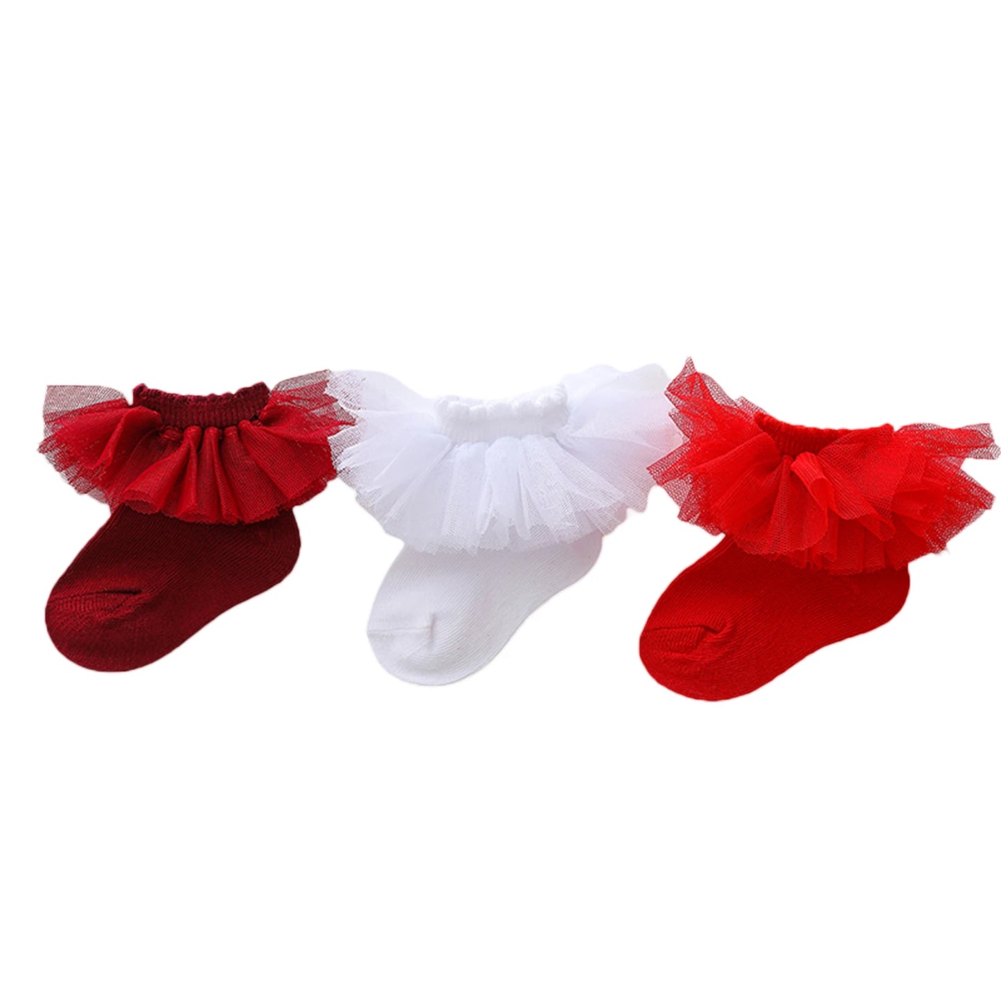 Newborn Baby Girls Princess Socks - Lace Mesh Combed Cotton Knitted Socks