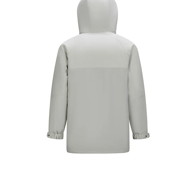 Mid-Length Down Jacket - Men's Color Block Hooded Winter Coat