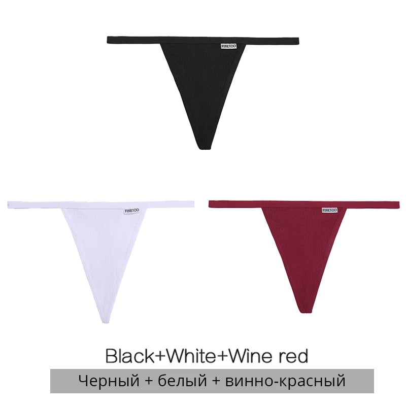 Cotton Thongs 3-Pack Set - Low-Rise Comfortable Underwear