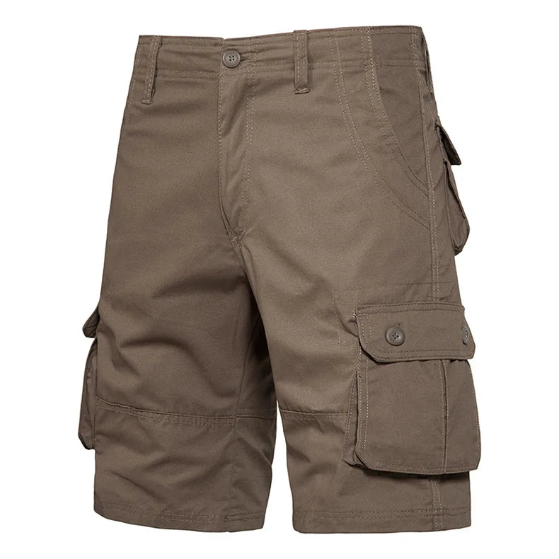 Men's Cotton Cargo Shorts - Multi Pocket Knee Length Summer Shorts