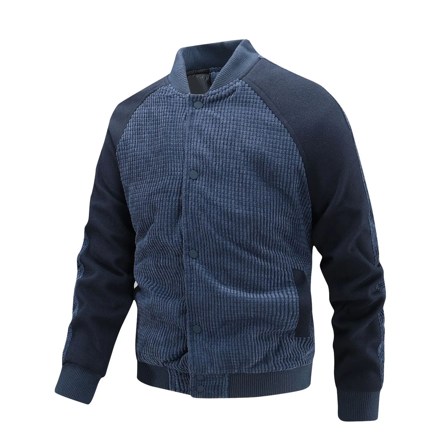 Men's Corduroy Bomber Jacket - Retro Patchwork Casual Coat