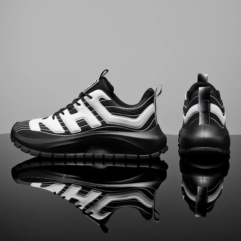 Men's Casual Sneakers Breathable Lace Up Platform Trainers Shoes