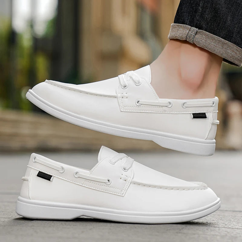 Men's Leather Slip-On Boat Shoes - Breathable Casual Loafers