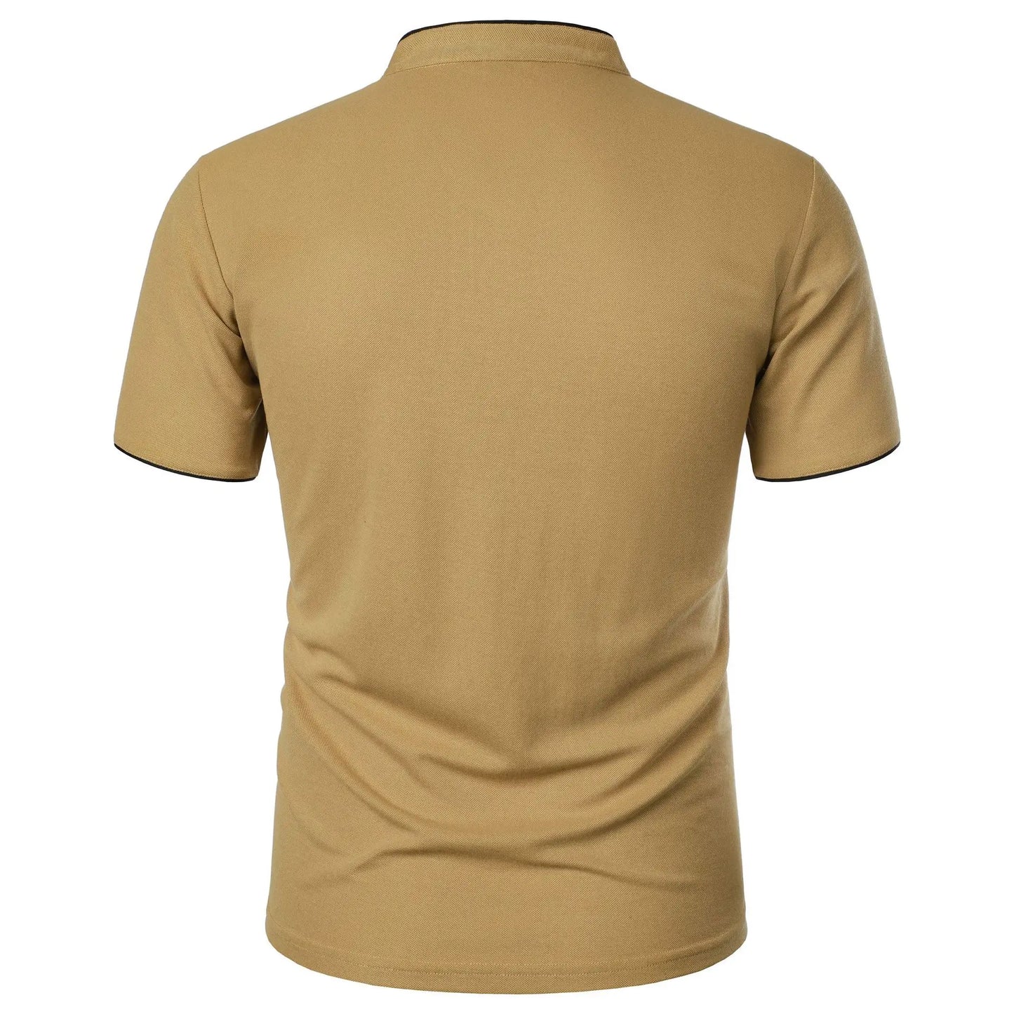 Men's Summer Short Sleeve Stand Collar Smart Casual Slim Fit Lightweight T-Shirt