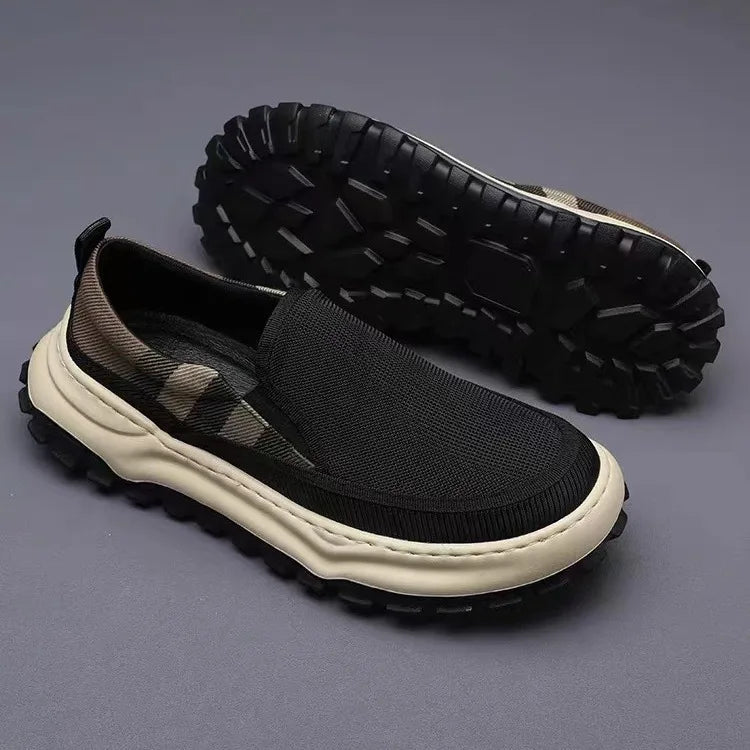 Men's Casual Platform Sneakers - Breathable Slip-On Tennis Shoes