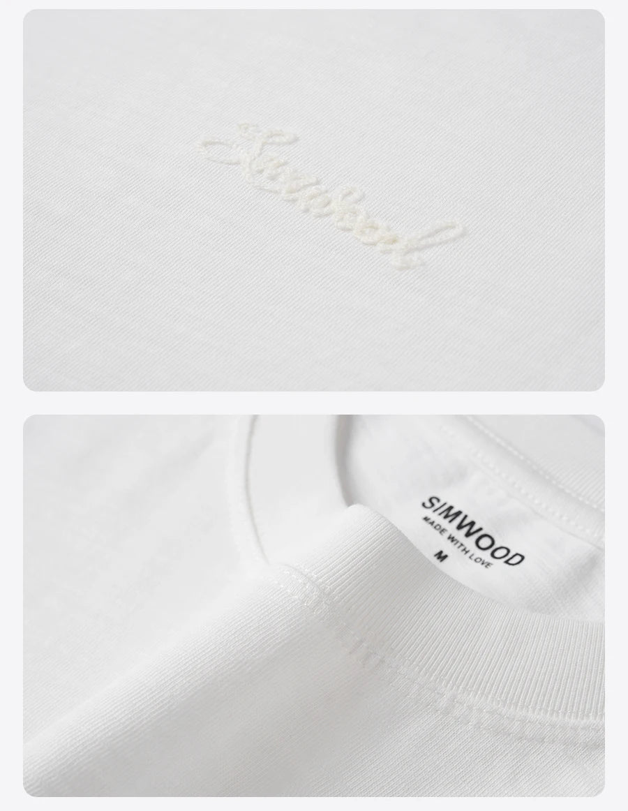 Heavyweight 300gsm Slub Cotton Oversized T-Shirt with Letter Embroidery