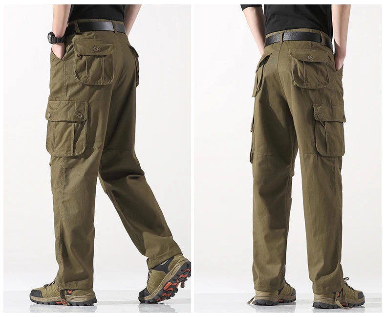 Spring Autumn Cotton Cargo Pants - Multiple Pockets Casual Trousers