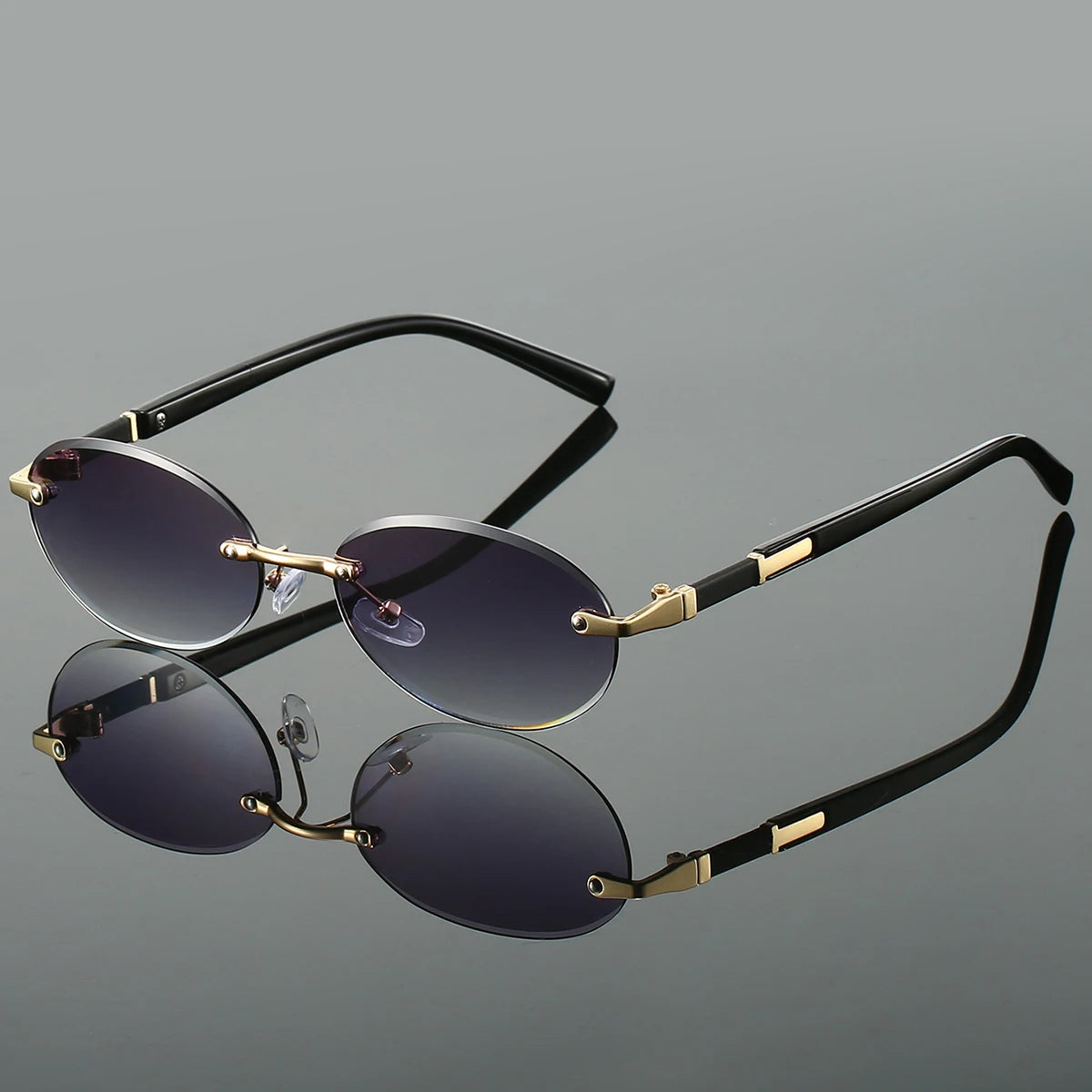 Unisex  Retro Metal Gradient Oval Sunglasses