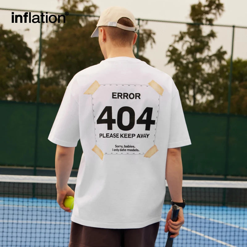 Unisex 404 Print 65G Heavyweight American Street Style Casual Short Sleeve T-Shirt