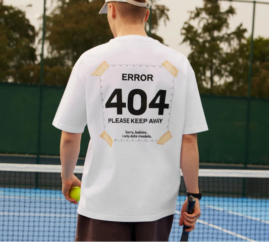 Unisex 404 Print 65G Heavyweight American Street Style Casual Short Sleeve T-Shirt