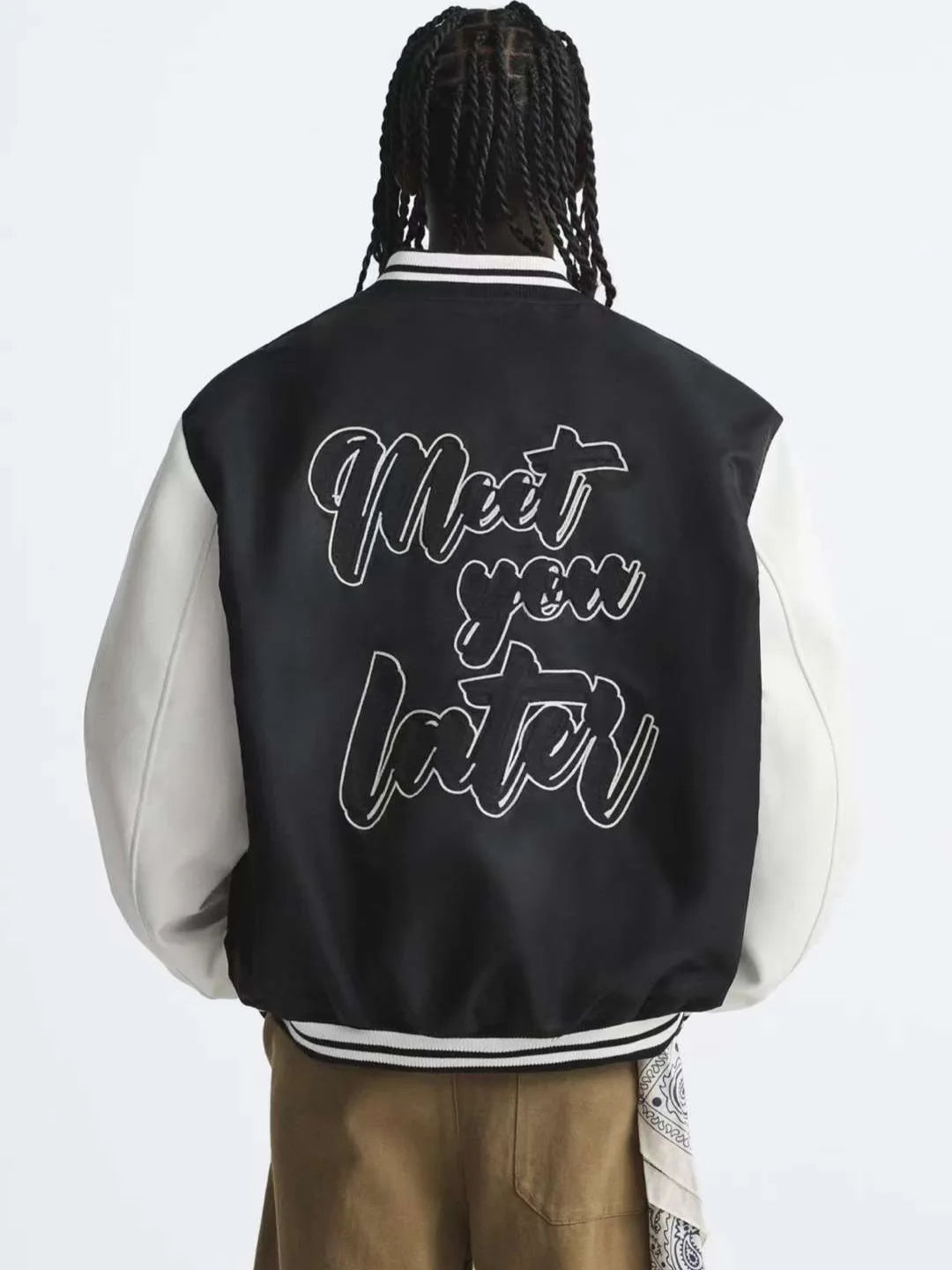 Men's Bomber Jacket - Embroidered Patchwork Baseball Style