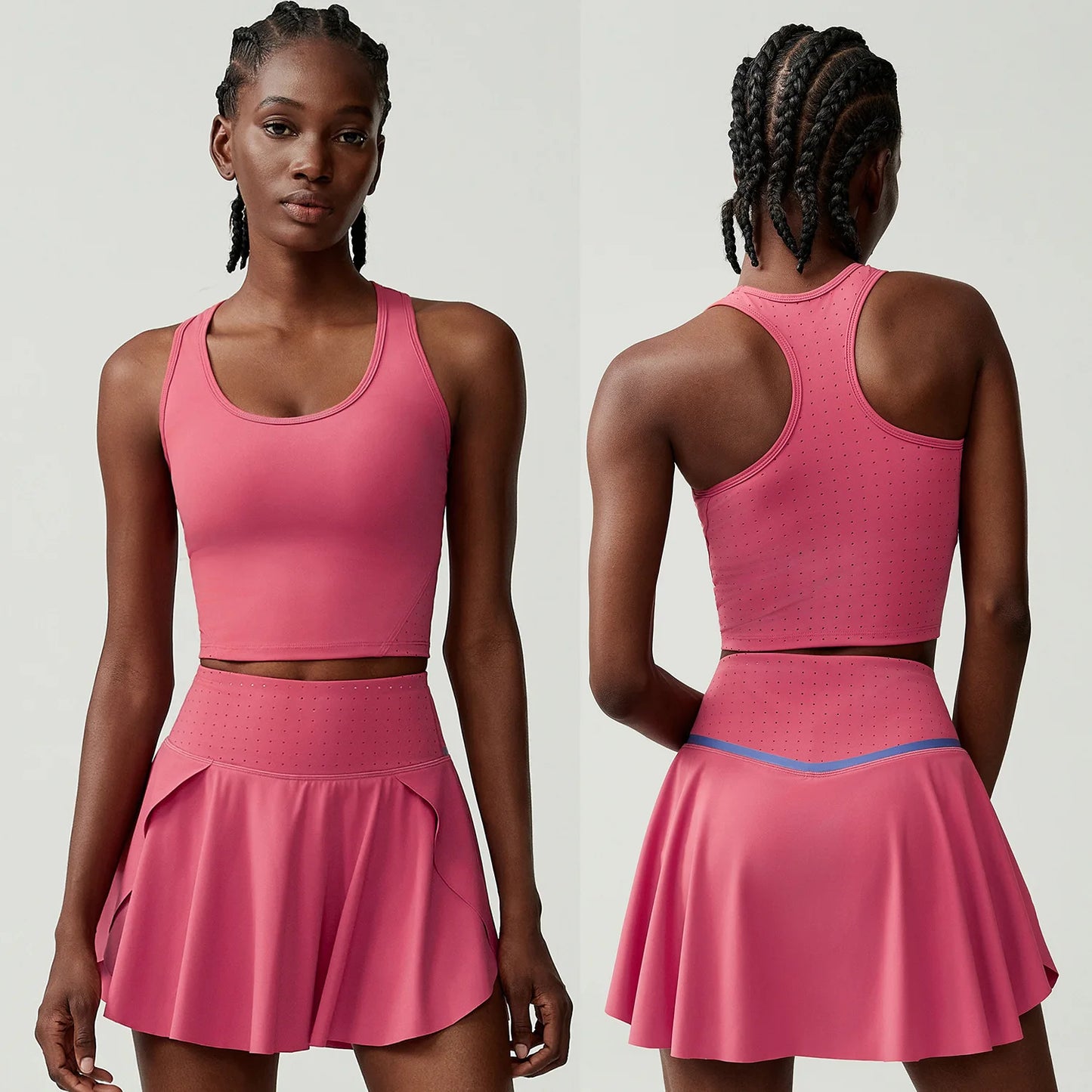 Women's Two Piece Tennis Skirt Set - Soft Stretchy Outdoor Running Suit